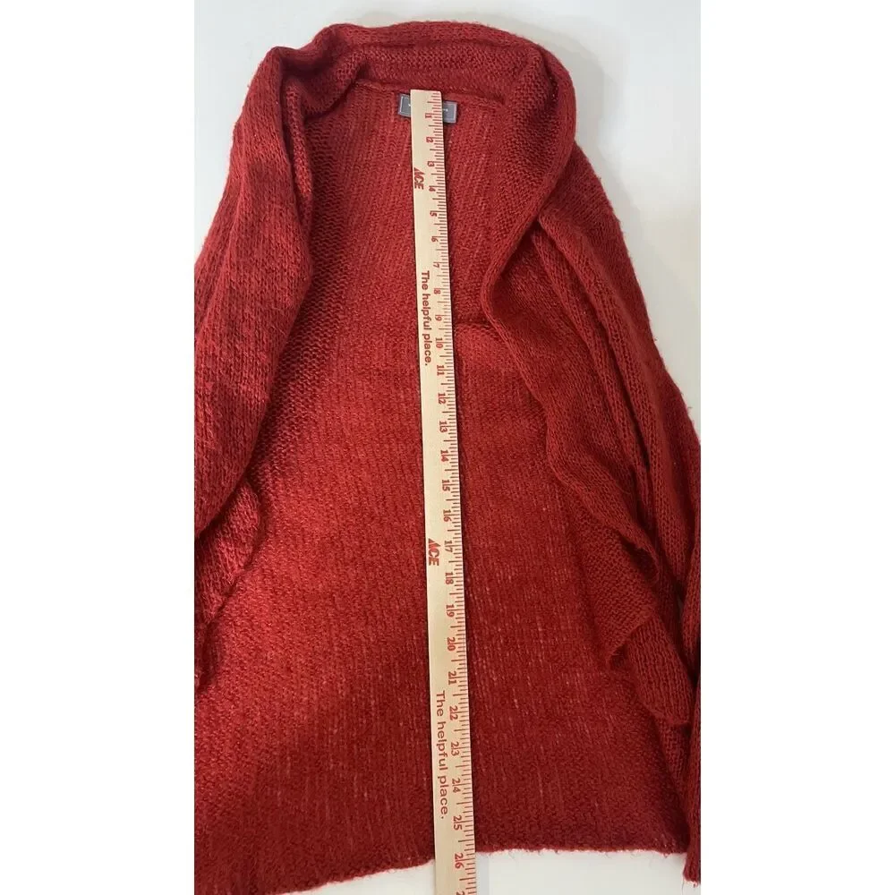 Wooden Ships Cardigan Sweater Womens S M Red Wool Mohair Open Long Sleeve
